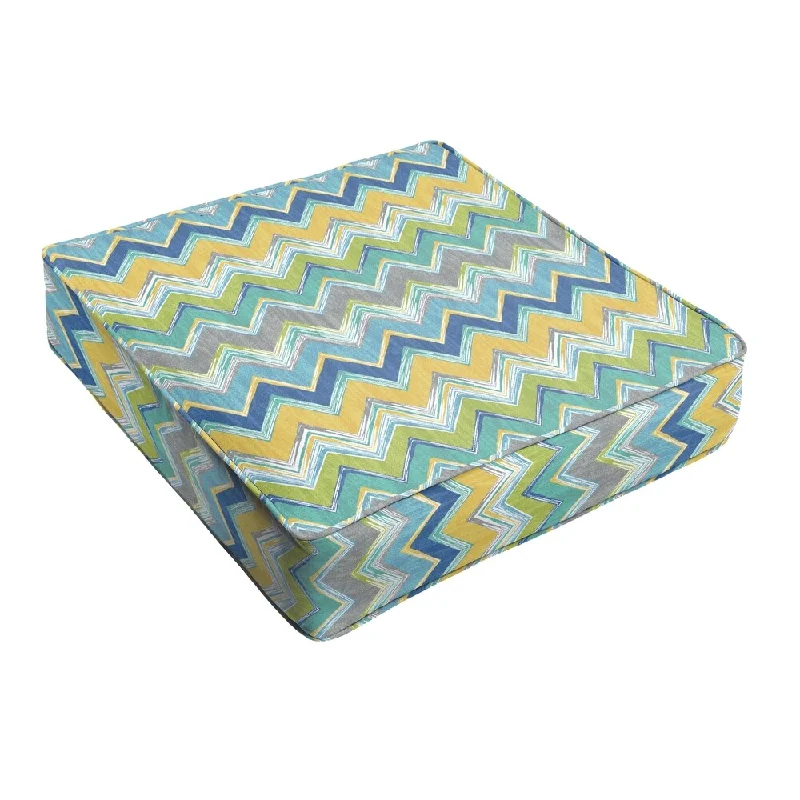 Blue Chevron Indoor/ Outdoor Square Cushion - Corded