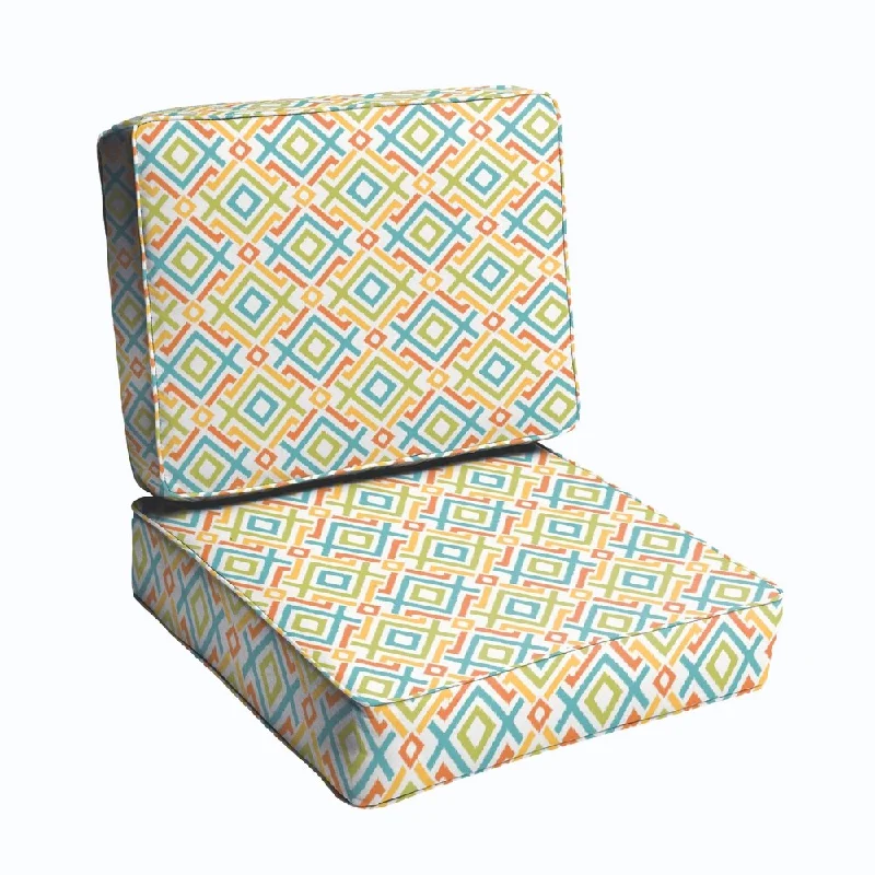 Blue Green Geometric 2-piece Indoor/Outdoor Cushion Set