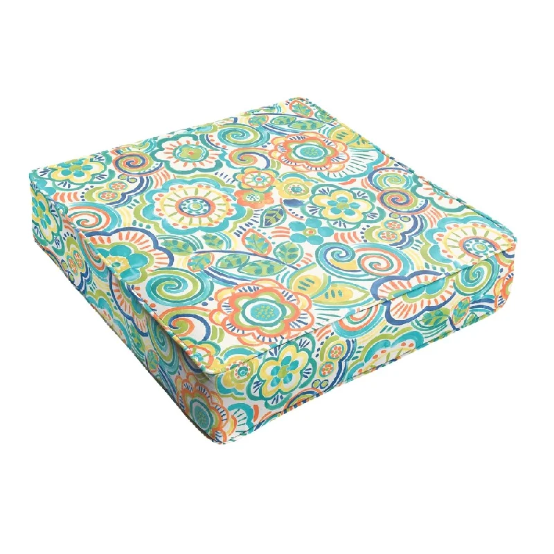 Blue Rio Floral Indoor/ Outdoor Square Cushion - Corded