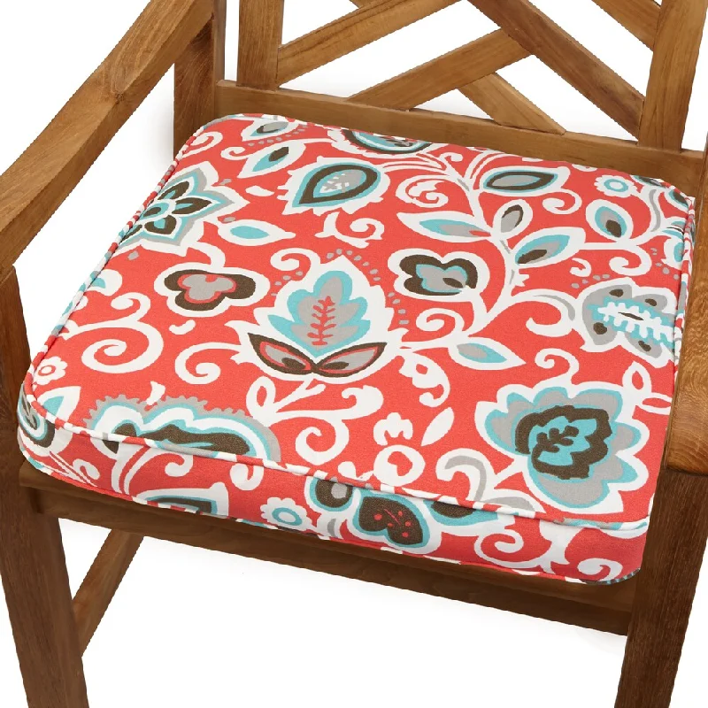 Coral Floral 20-inch Indoor/ Outdoor Corded Chair Cushion