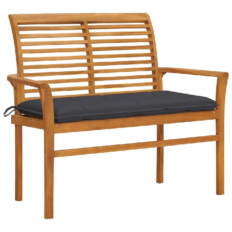 Garden Bench with Anthracite Cushion 44.1" Solid Teak Wood