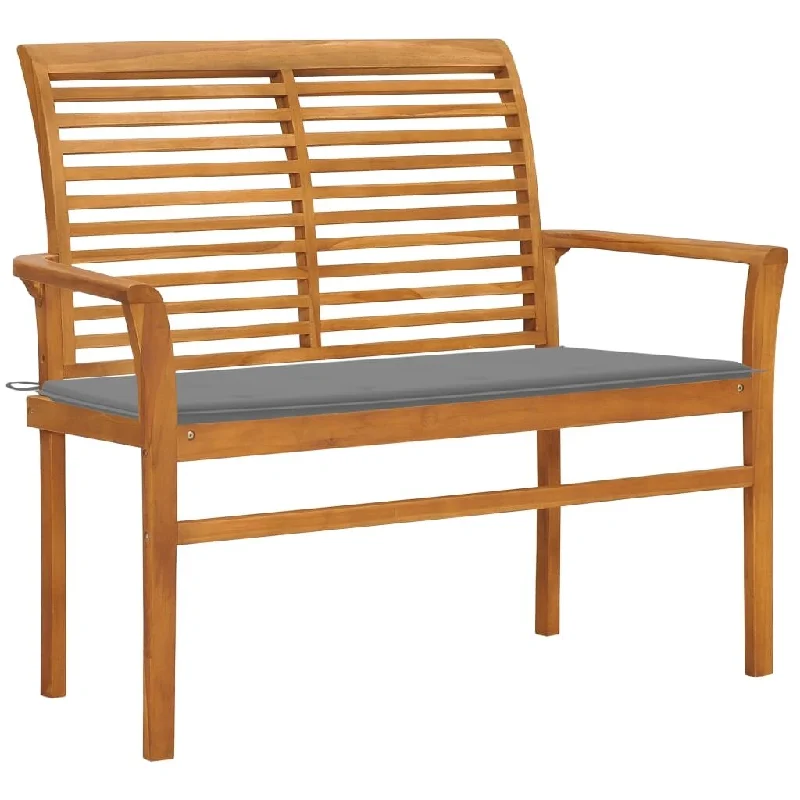 Garden Bench with Gray Cushion 44.1" Solid Teak Wood