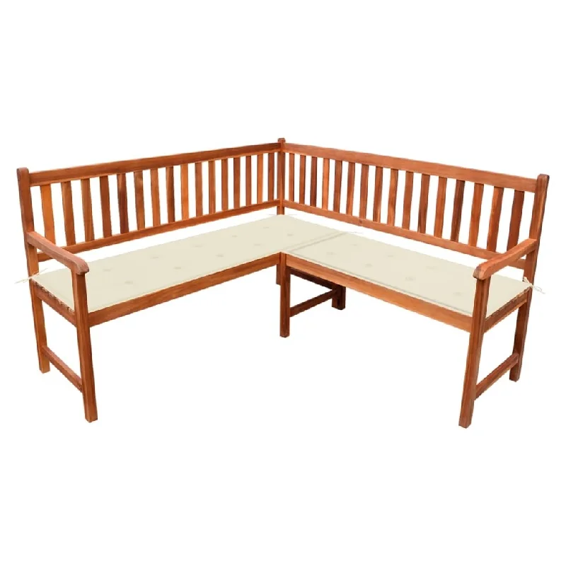 Garden Corner Bench with Cushions 59.1" Solid Acacia Wood