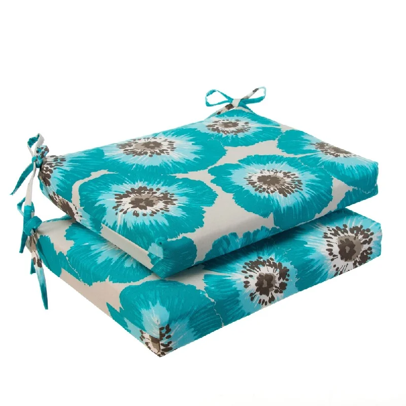 Glasgow Blue Floral Oversized Seat Square Cushion (Set of 2) by Havenside Home