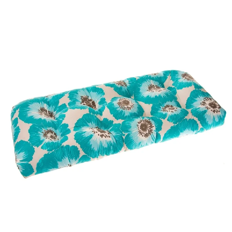 Glasgow Blue Floral Reversible Wicker Loveseat Cushion by Havenside Home