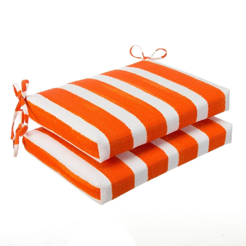 Glasgow Orange Stripe Indoor/Outdoor Oversized Seat Square Cushion (Set of 2) by Havenside Home - 20"x20"