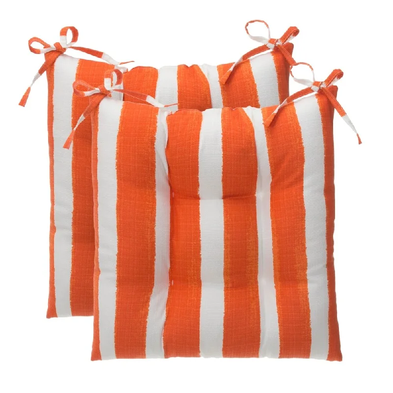 Glasgow Orange Stripe Reversible Oversized Tufted Square Chair Cushion (Set of 2) by Havenside Home