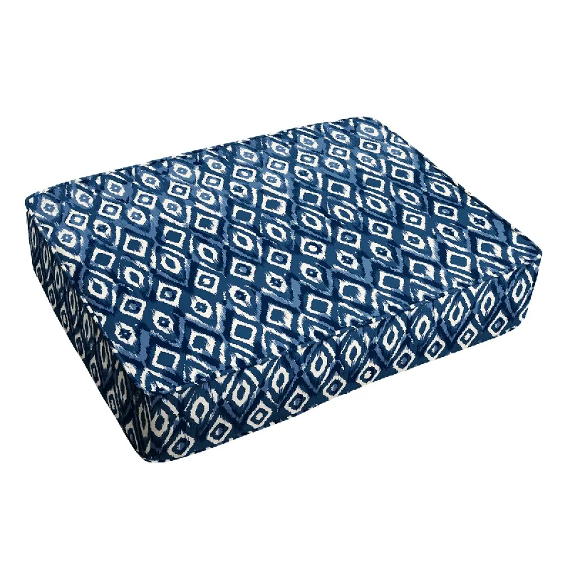 Graphic Indigo and Navy Indoor/Outdoor Floor Cushion - 29" x 18" x 5"