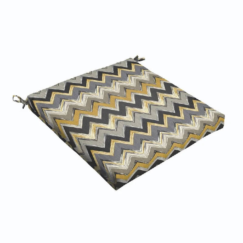 Grey Gold Chevron 19 x 2.5-inch Chair Cushion - Bristol