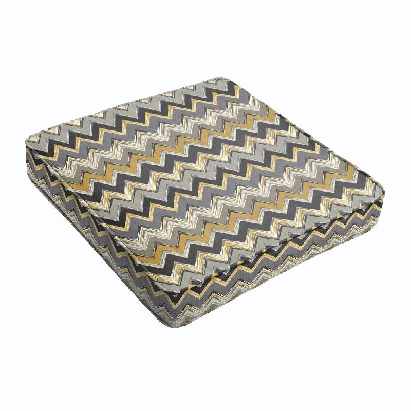 Grey Gold Chevron Square Cushion - Corded