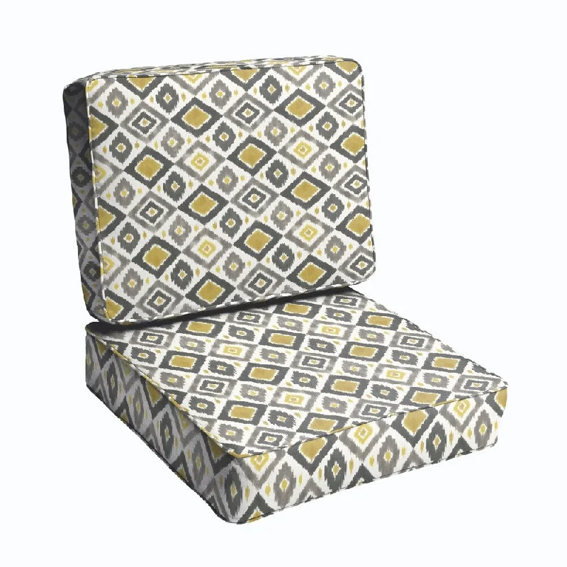 Grey/ Gold Diamonds 23.5-inch Indoor/ Outdoor Corded Chair Cushion Set