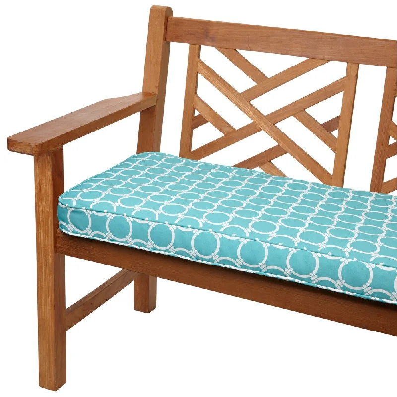 Linked Aqua 48-inch Indoor/ Outdoor Corded Bench Cushion