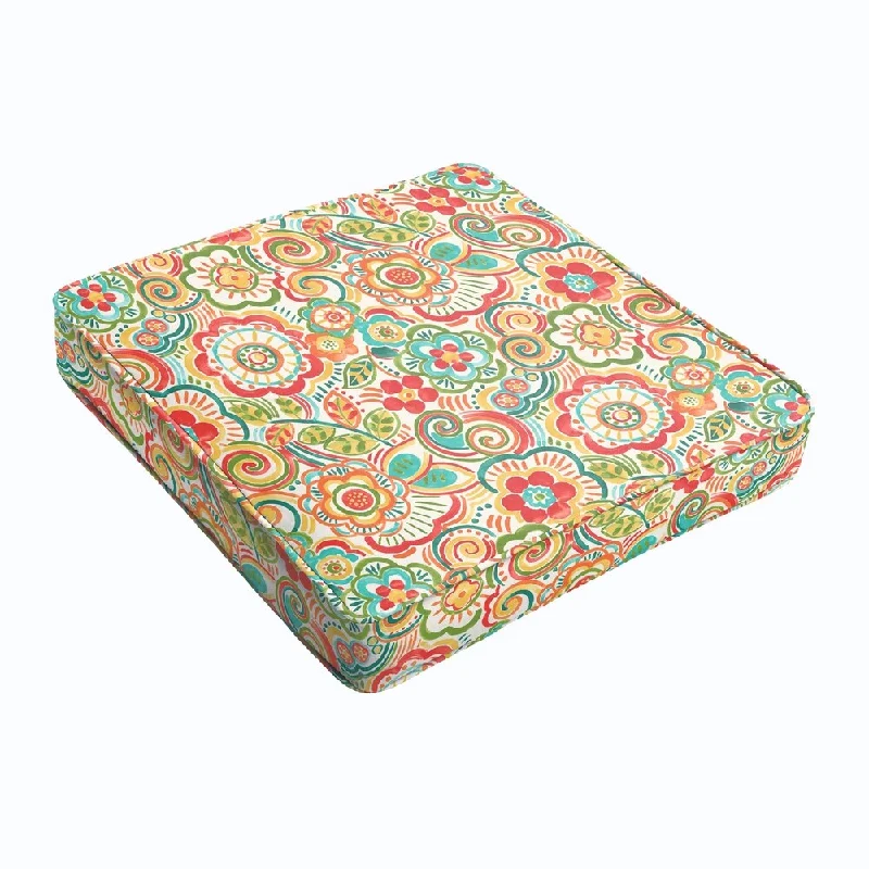 Orange Rio Floral Corded Square Cushion