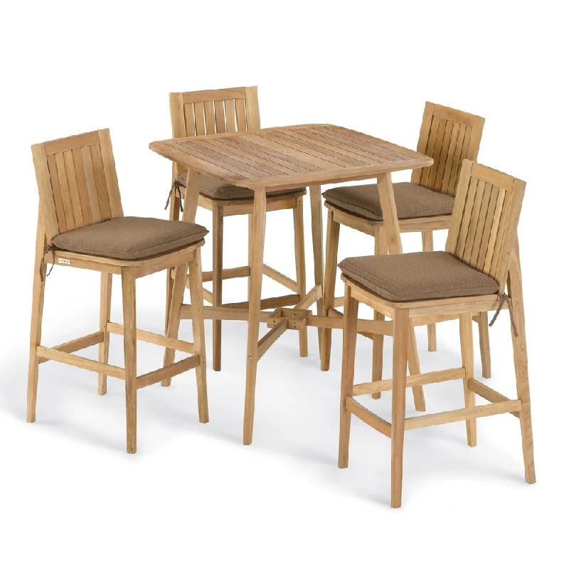 Oxford Garden Islay 5-piece 36-inch Square Bar Set - Dupione Walnut Cushion