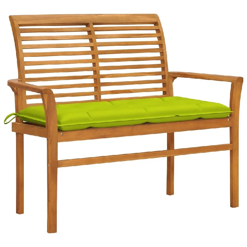 Patio Bench with Bright Green Cushion 44.1" Solid Teak Wood