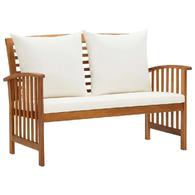 Patio Bench with Cushions 46.9" Solid Acacia Wood