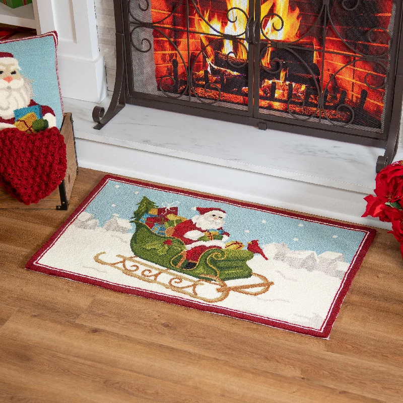 Indoor/Outdoor Santa Hooked Polypropylene Accent Rug 24"x42"