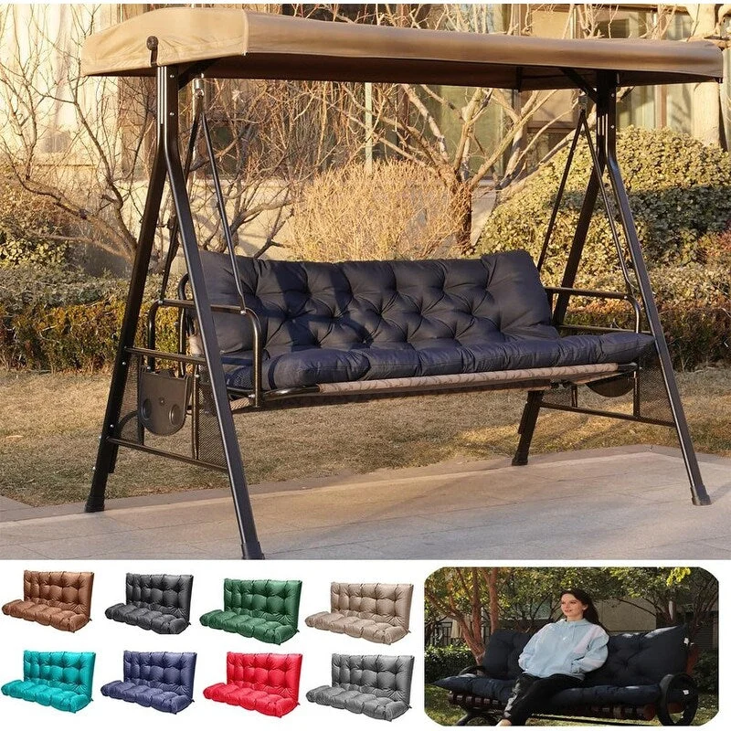 Porch Swing Cushions with Backrest, Waterproof Bench Pad Cushions, Thicken 4" Swing Cushions, for Outdoor Patio Garden Furniture