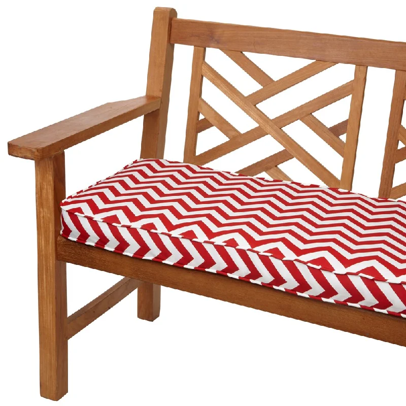 Red Chevron 48-inch Indoor/ Outdoor Corded Bench Cushion