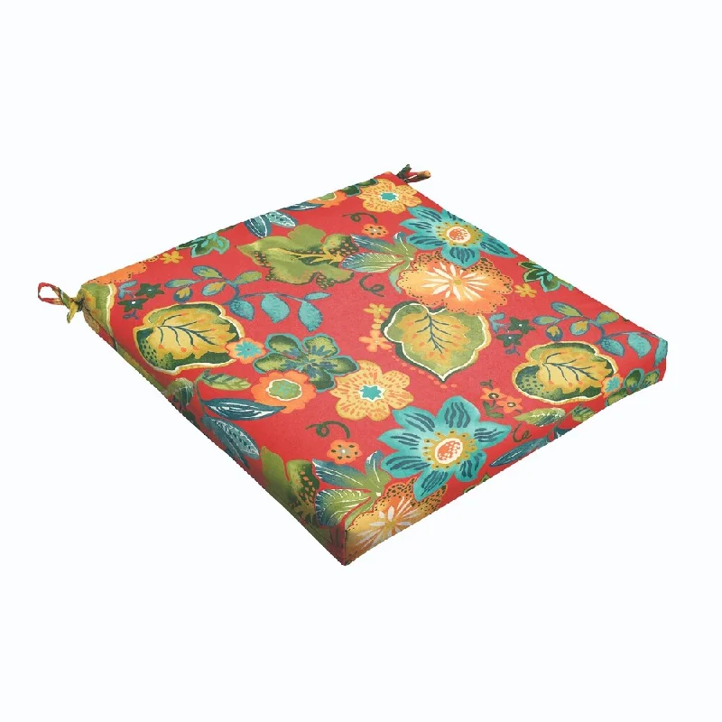 Red Tropical 19 x 2.5-inch Chair Cushion - Bristol