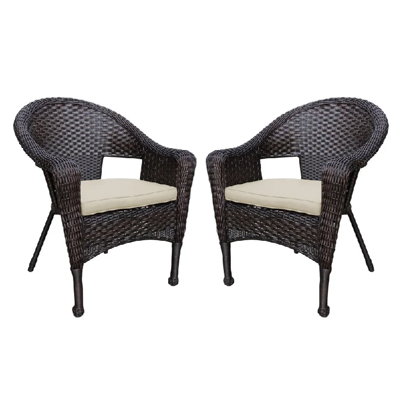 Set of 2 Resin Wicker Clark Single Chair with Tan Cushion