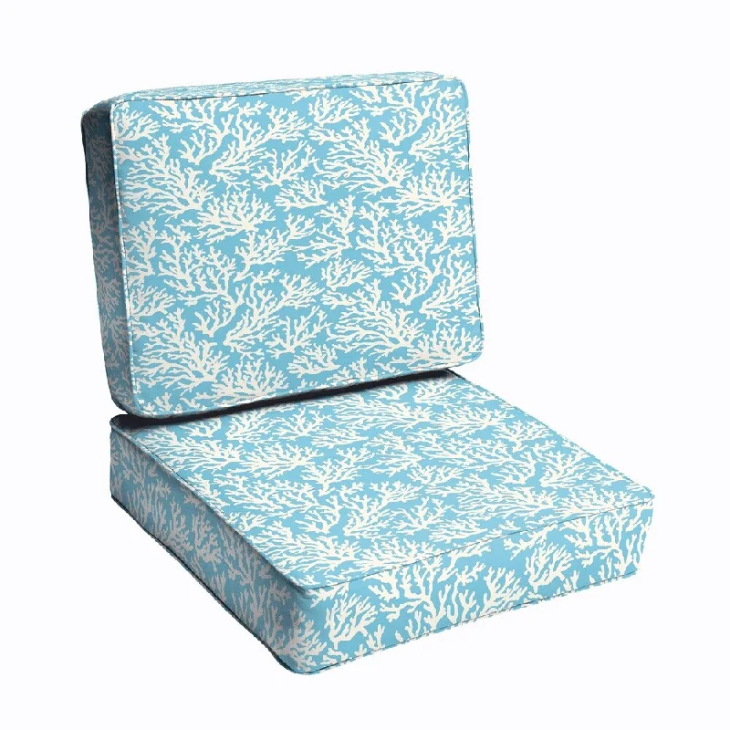 Sloane Aqua Reef Indoor/ Outdoor Corded Chair Cushion Set