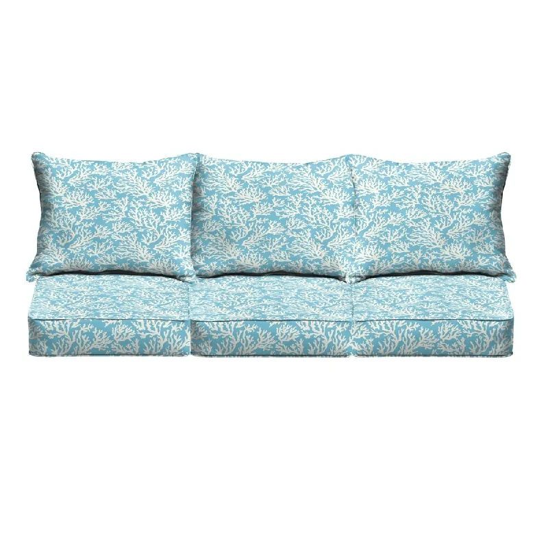 Sloane Aqua Reef Indoor/ Outdoor Corded Cushion and Pillow Sofa Set