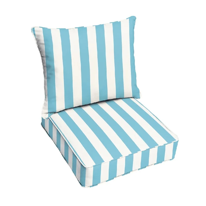 Sloane Aqua Stripe Indoor/ Outdoor Corded Cushion and Pillow Set