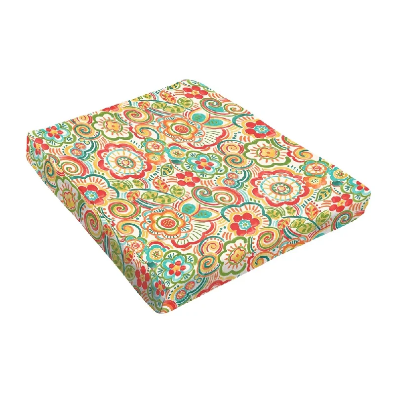 Sloane Coral and Orange Rio Floral Outdoor Tapered Chair Cushion