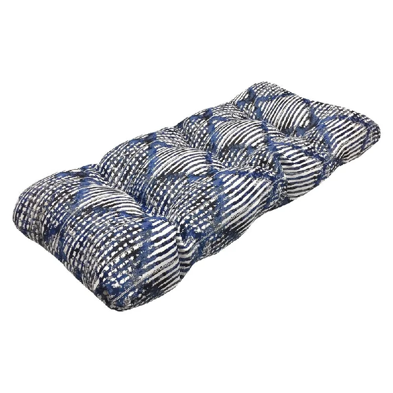 Suntastic O'Shiboru Blue and White Indoor/ Outdoor Settee Cushion