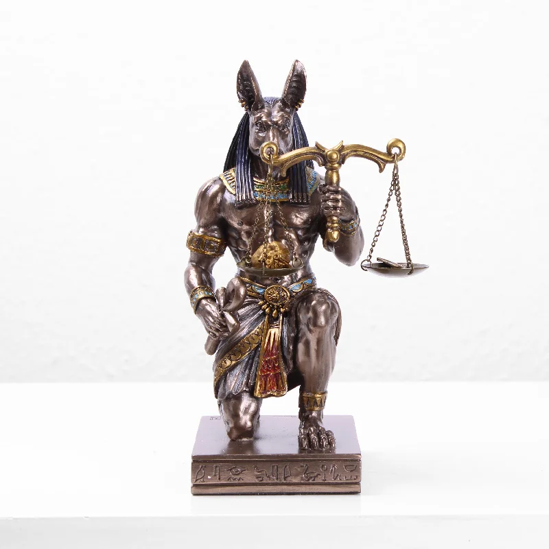 Anubis Kneeling with Scales of Justice (Cold Cast Bronze Sculpture)