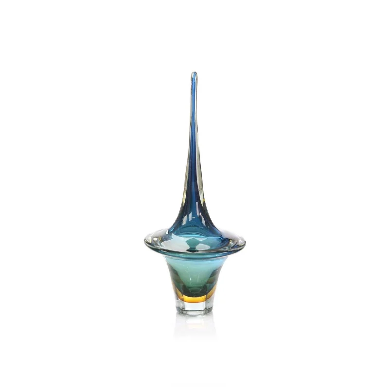 AZURE BLUE HANDBLOWN GLASS SCULPTURE II