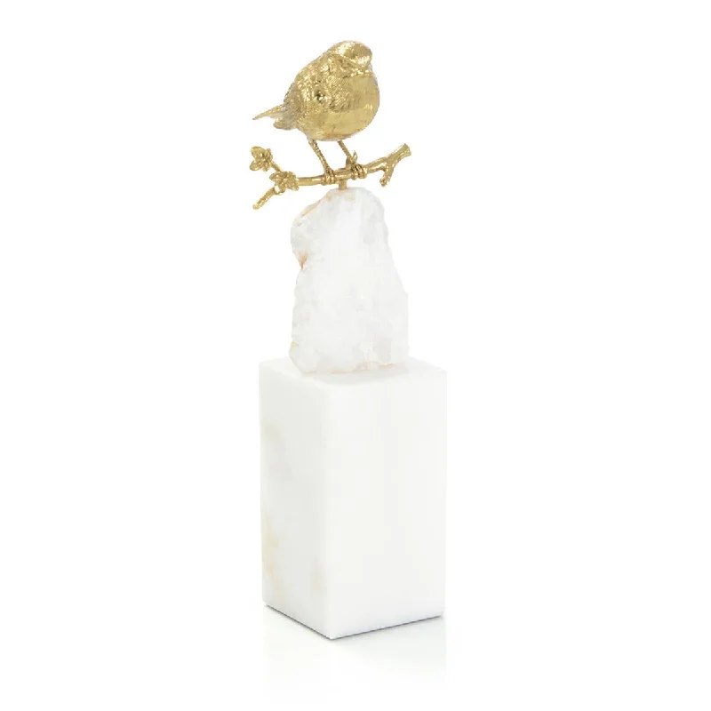 BRASS BIRD AND QUARTZ SCULPTURE I