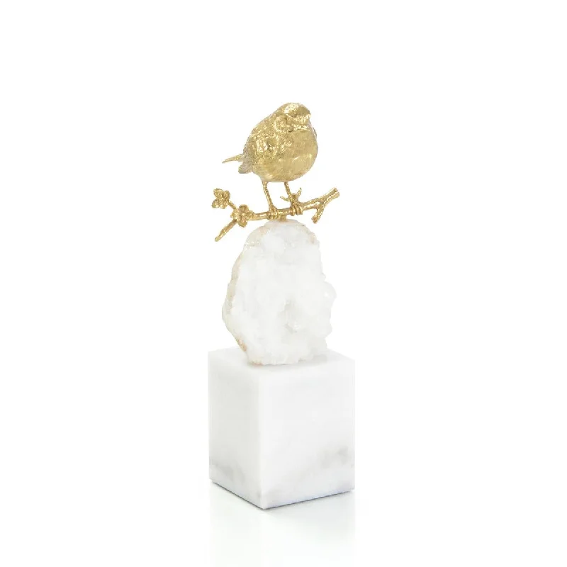 BRASS BIRD AND QUARTZ SCULPTURE II