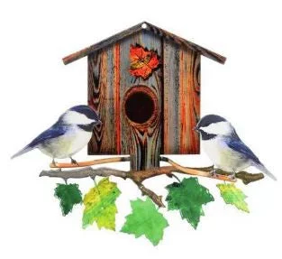 Chickadees & Birdhouse