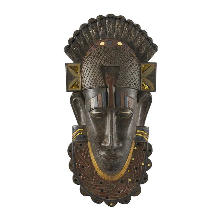 BROWN POLYSTONE MASK PRIMITIVE AFRICAN SCULPTURE