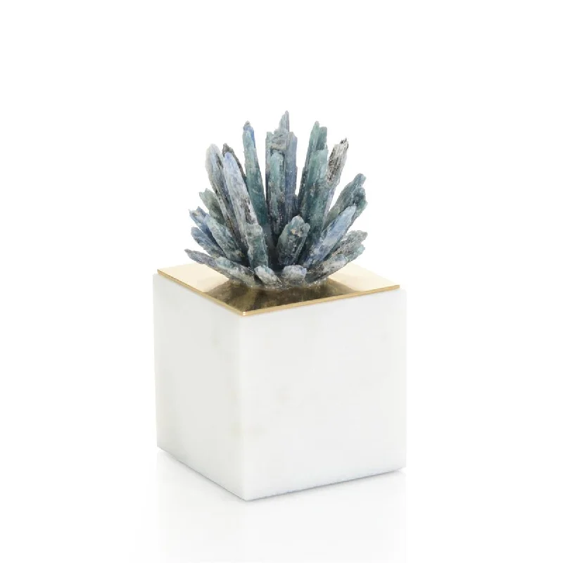 CYANITE STARBURST ON MARBLE SCULPTURE II