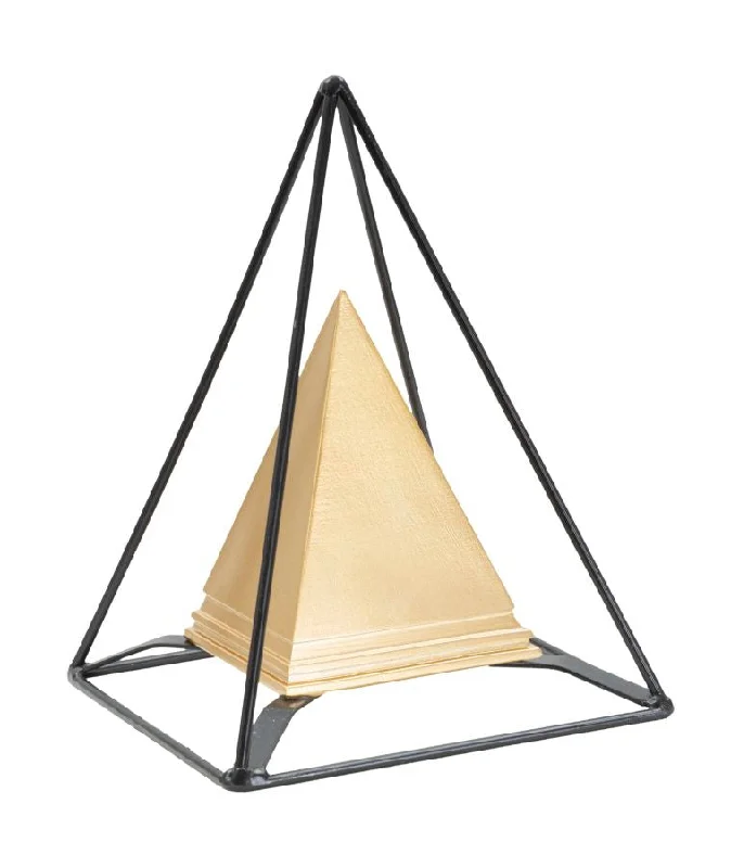 Golden Pyramid Decor with Black Frame (Resin Statue)