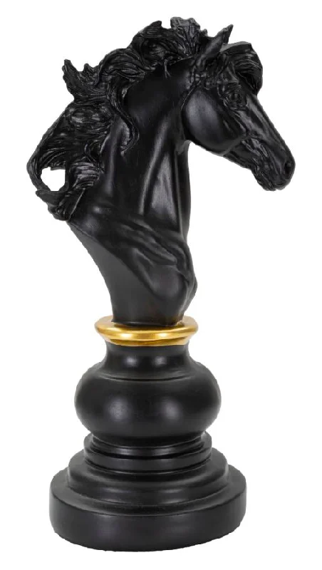 Horse Chess Piece Statue (Black & Golden Sculpture)