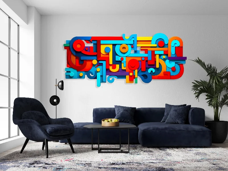 Scandinavian Art #19 Large Colorful Wall Art Abstract Print Modern Art Mid Century Art Large Printable Decor Pop Art Sculpture Printed