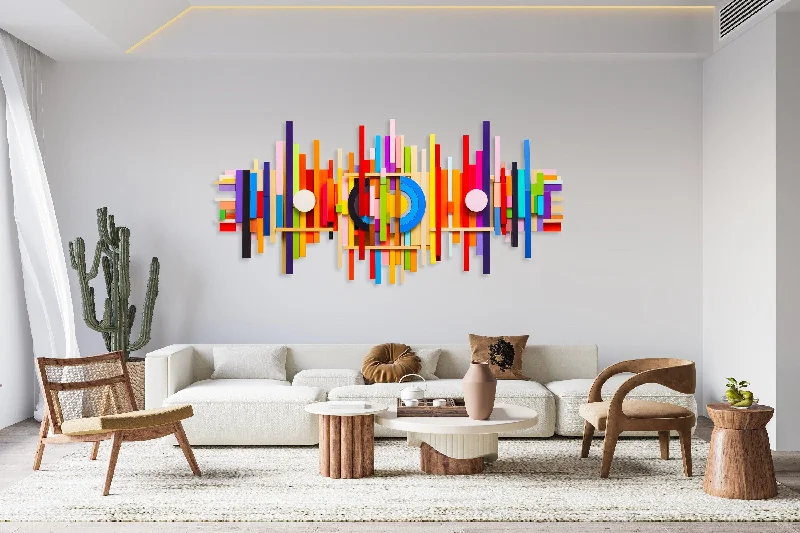 Colorful Art Sculpture #13 Prints on Plexiglass Geometric Sticks Art by UniQstiQ Abstract Wall Art 3D Wall Hangings Boho Wall Decor Printed