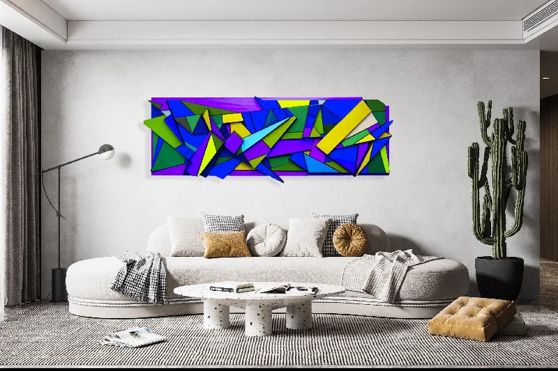 Blue Pop Art Sculpture #5 Prints on Plexiglass Geometric Art Art by UniQstiQ Abstract Wall Art 3D Wall Decor Retro Style Wall Art Wall Hangings Printed