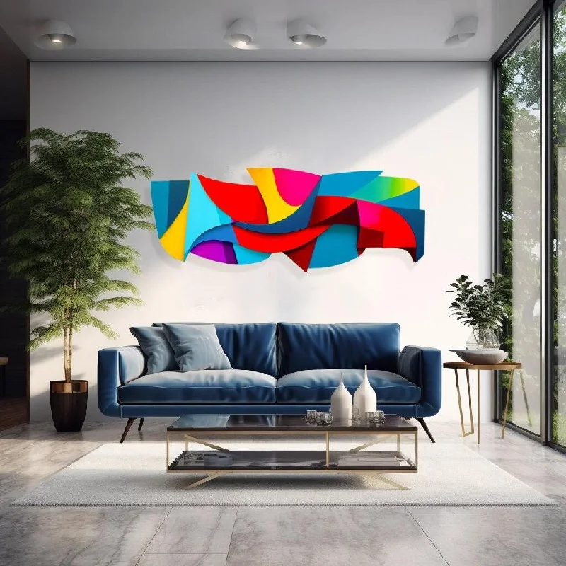 Bright Funky Multicolor Abstract Art #15, Wall Sculpture Print on Plexiglass Wall Art by Artist: UniQstiQ Vivid and Colourful Wall Decor Printed