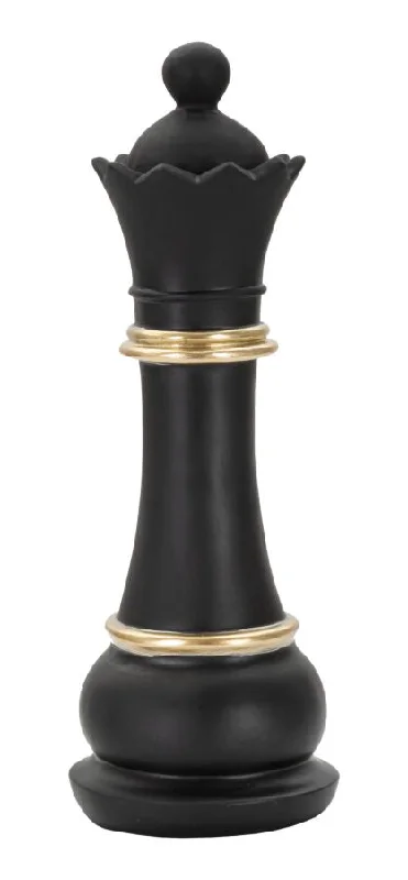 Queen Chess Piece Statue (Black & Gold)