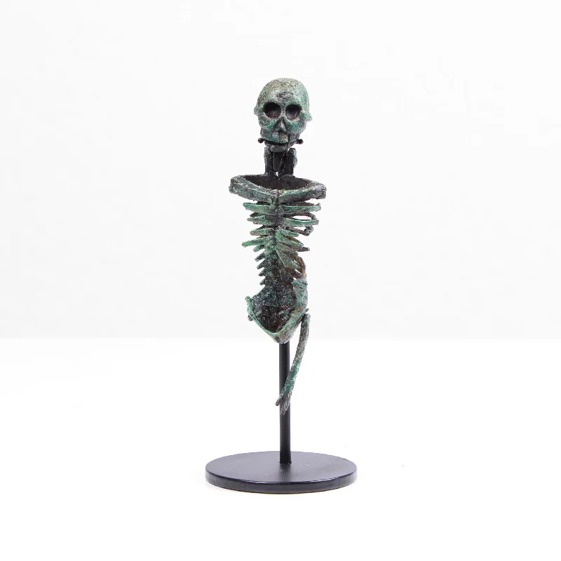 Roman Skeleton Statue - Larva Convivalis Memento Mori Sculpture (Cold Cast Bronze)