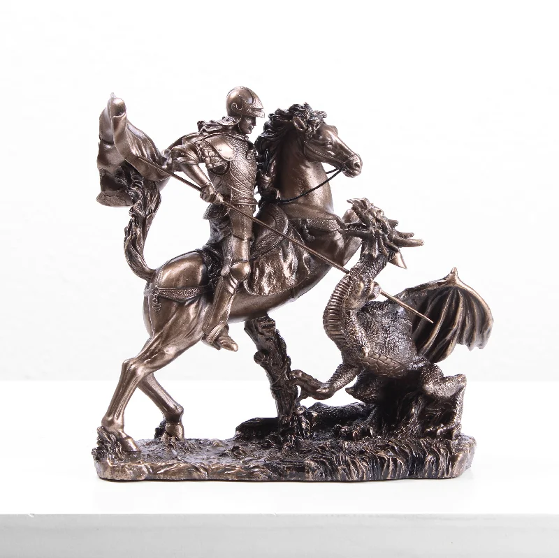 Saint George Killing the Dragon Statue (Small - Cold Cast Bronze Sculpture)