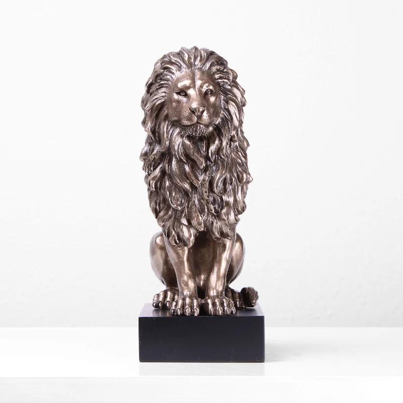 Sitting Lion Statue in Bronze (Cold Cast Bronze Sculpture)