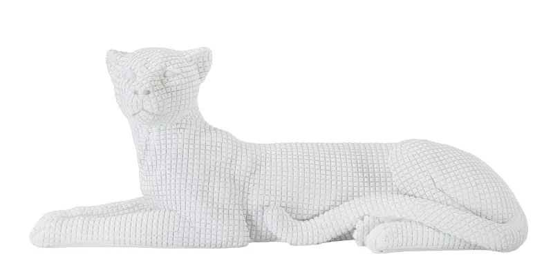 White Lying Leopard Statue (Modern Decoration)