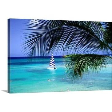 Ann Cecil Premium Thick-Wrap Canvas entitled Sail Boat, Waikiki, Hawaii, USA