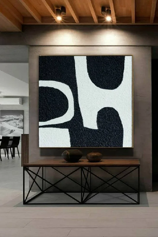 Black and White Minimalist Painting Textured Painting Kp070